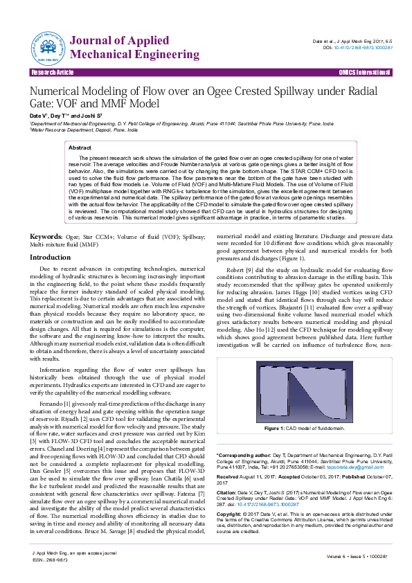 (PDF) Numerical Modeling of Flow over an Ogee Crested Spillway under ...