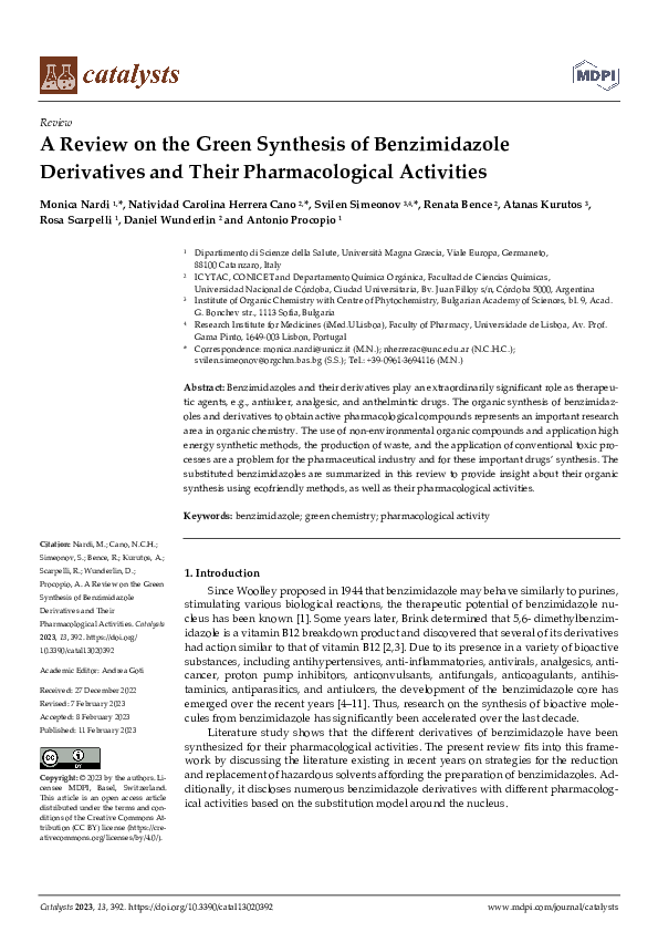 (PDF) A Review on the Green Synthesis of Benzimidazole Derivatives and ...