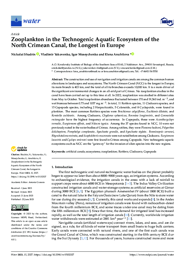 (PDF) Zooplankton in the Technogenic Aquatic Ecosystem of the North ...
