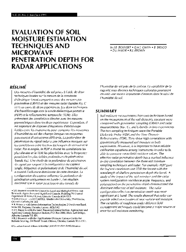 (PDF) Evaluation of soil moisture estimation techniques based on ...