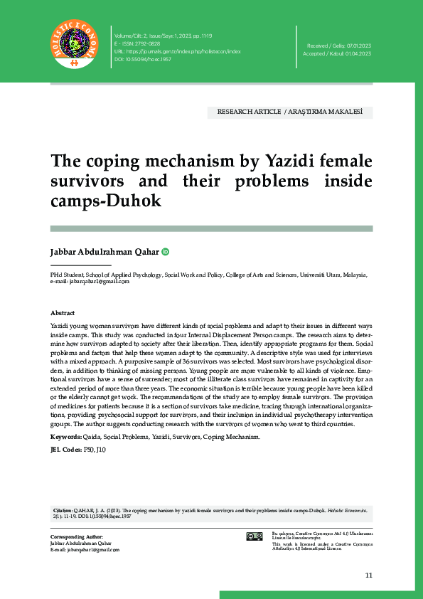 (PDF) The coping mechanism by Yazidi female survivors and their ...