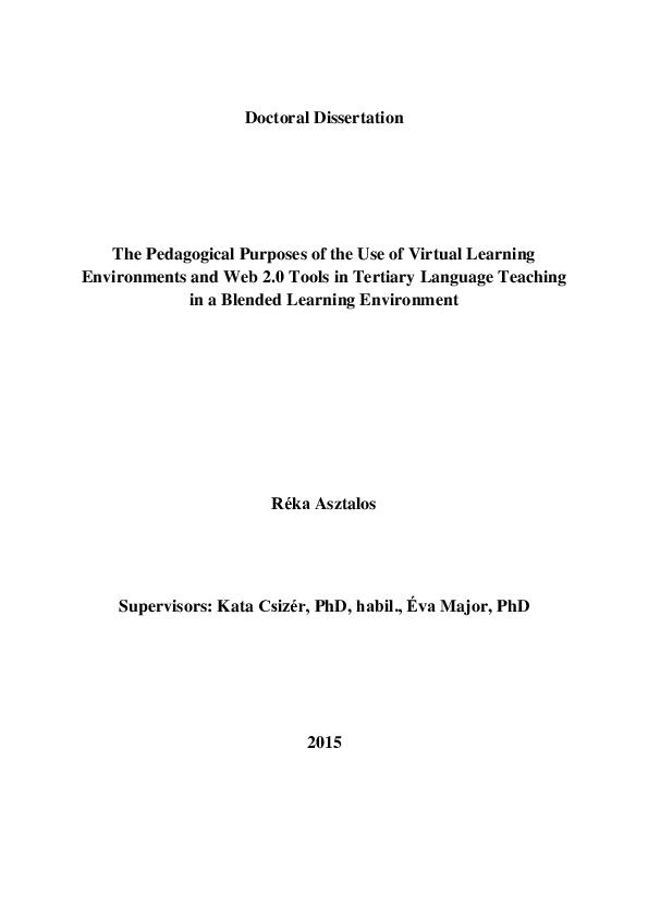 (PDF) The Pedagogical Purposes of the Use of Virtual Learning ...