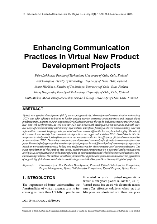 (PDF) Enhancing Communication Practices in Virtual New Product ...