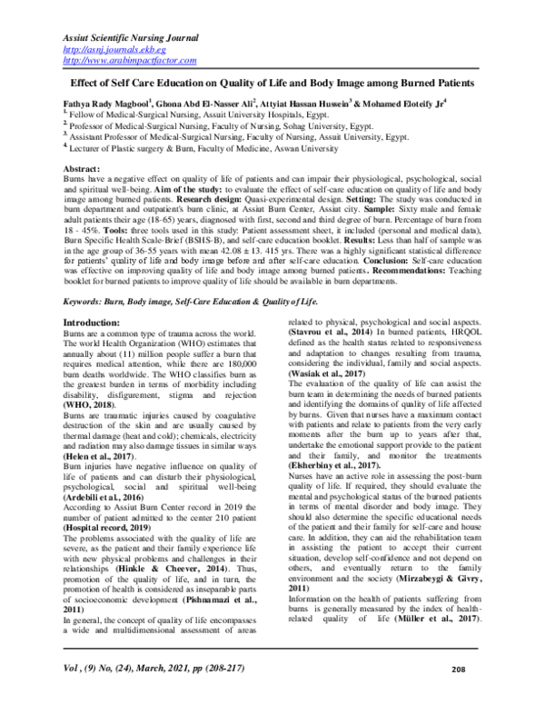 (PDF) Effect of Self Care Education on Quality of Life and Body Image ...