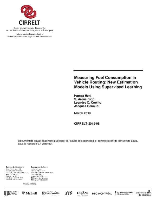 (PDF) Measuring fuel consumption in vehicle routing: new estimation ...