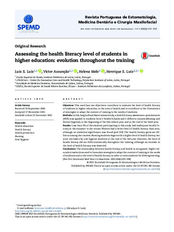 (PDF) Assessing the health literacy level of students in higher ...