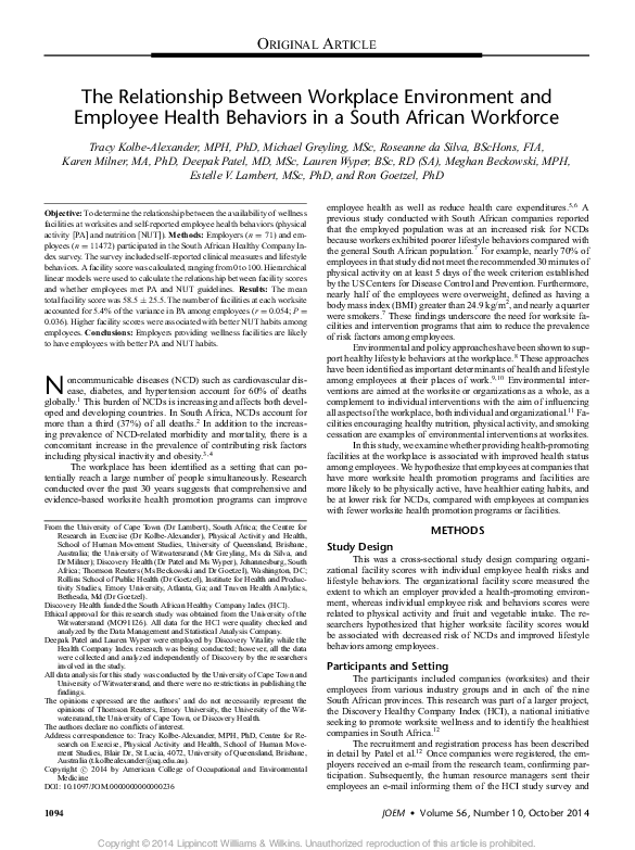 (PDF) The Relationship Between Workplace Environment and Employee ...