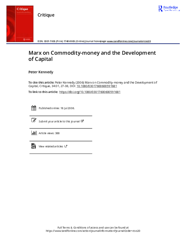(PDF) Marx on Commodity-money and the Development of Capital