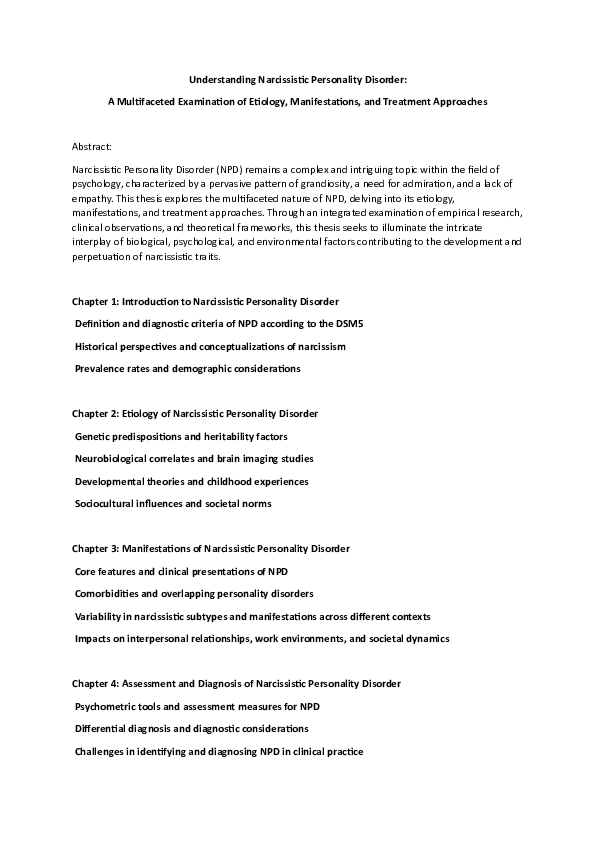 (DOC) Understanding Narcissistic Personality Disorder