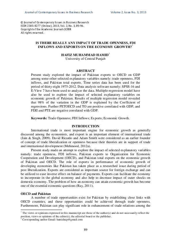 (PDF) Is There Really Any Impact of Trade Openness, Fdi Inflows and ...