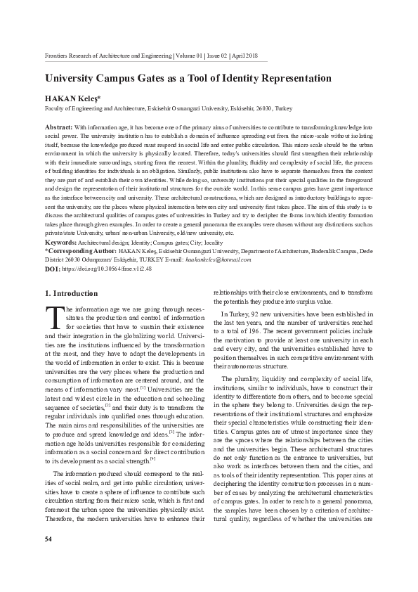 (PDF) University Campus Gates as a Tool of Identity Representation