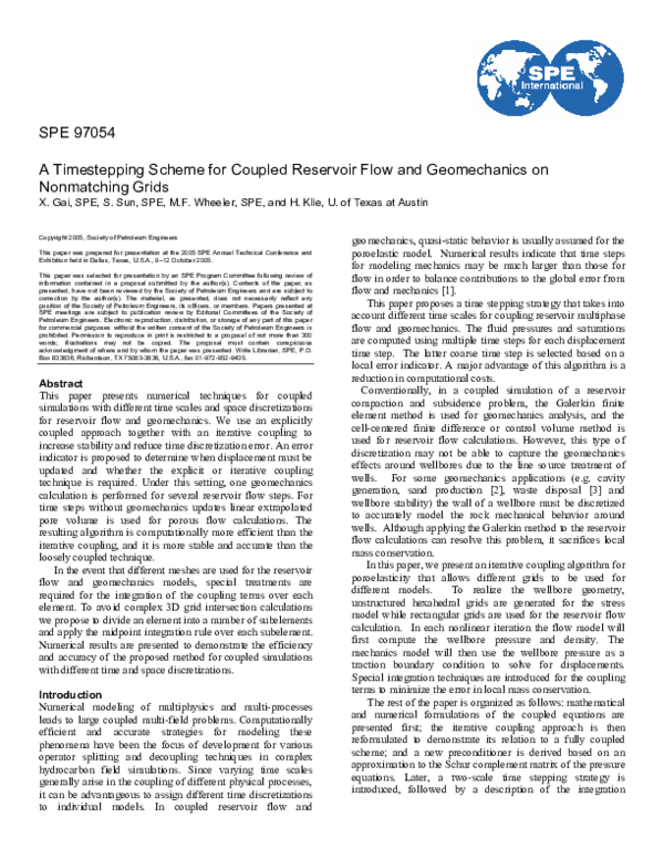(PDF) A Timestepping Scheme for Coupled Reservoir Flow and Geomechanics ...