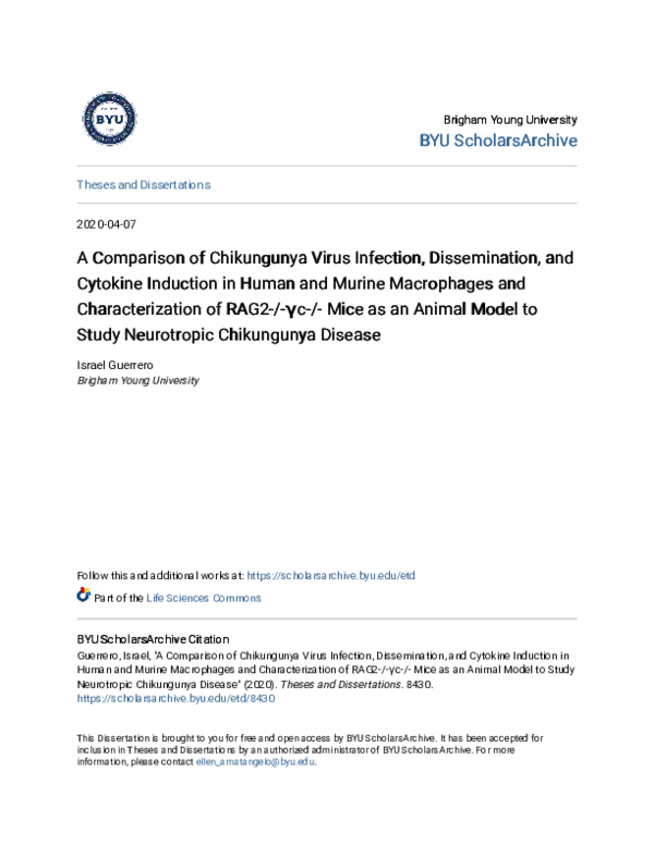(PDF) A Comparison of Chikungunya Virus Infection, Dissemination, and ...