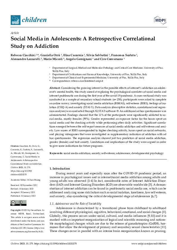 (PDF) Social Media in Adolescents: A Retrospective Correlational Study ...