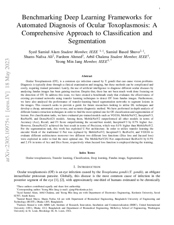 (PDF) Benchmarking Deep Learning Frameworks for Automated Diagnosis of ...