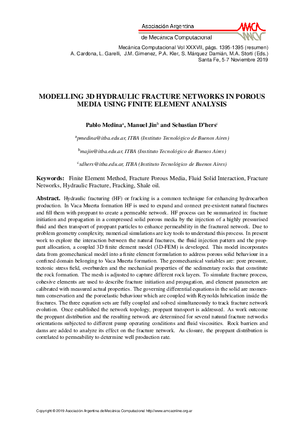(PDF) Modelling 3D hydraulic fracture networks in porous media using ...