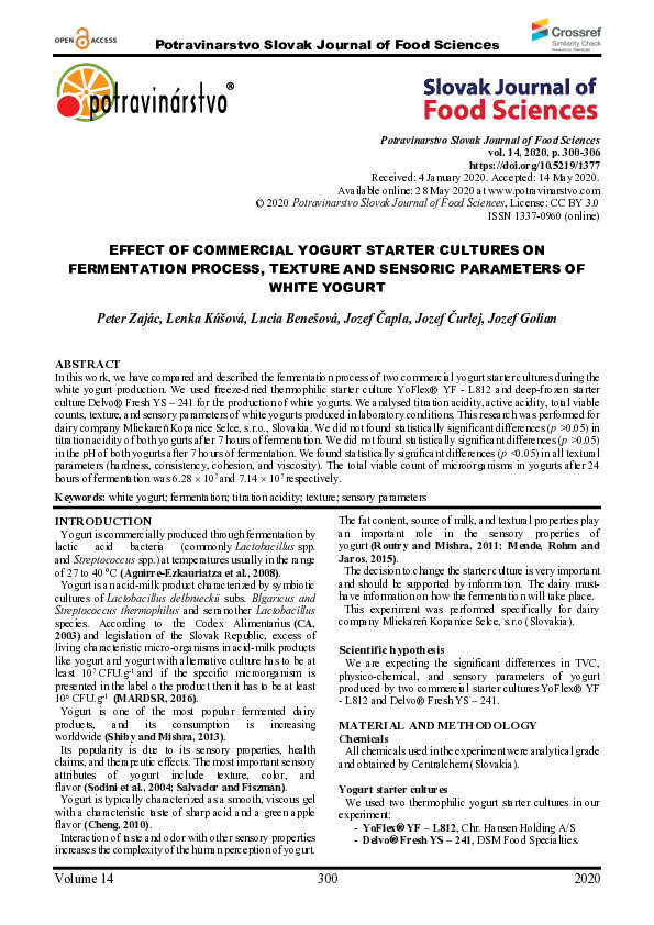 (PDF) Effect of commercial yogurt starter cultures on fermentation ...