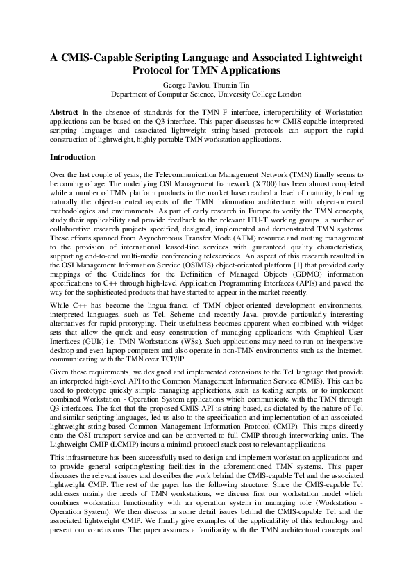 (PDF) A CMIS-capable scripting language and associated lightweight ...