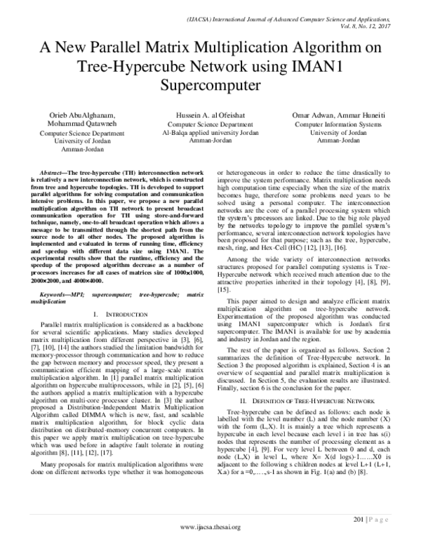(PDF) A New Parallel Matrix Multiplication Algorithm for Wormhole ...