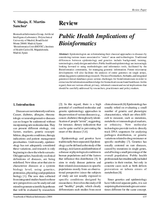 (PDF) Public Health Implications of Bioinformatics