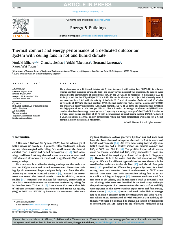 (PDF) Thermal comfort and energy performance of a dedicated outdoor air ...