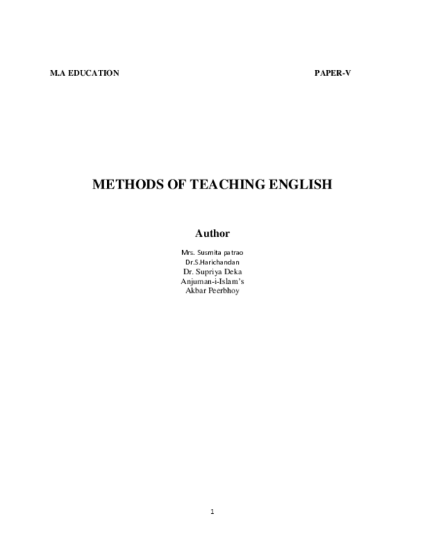 (PDF) Methods of Teaching English