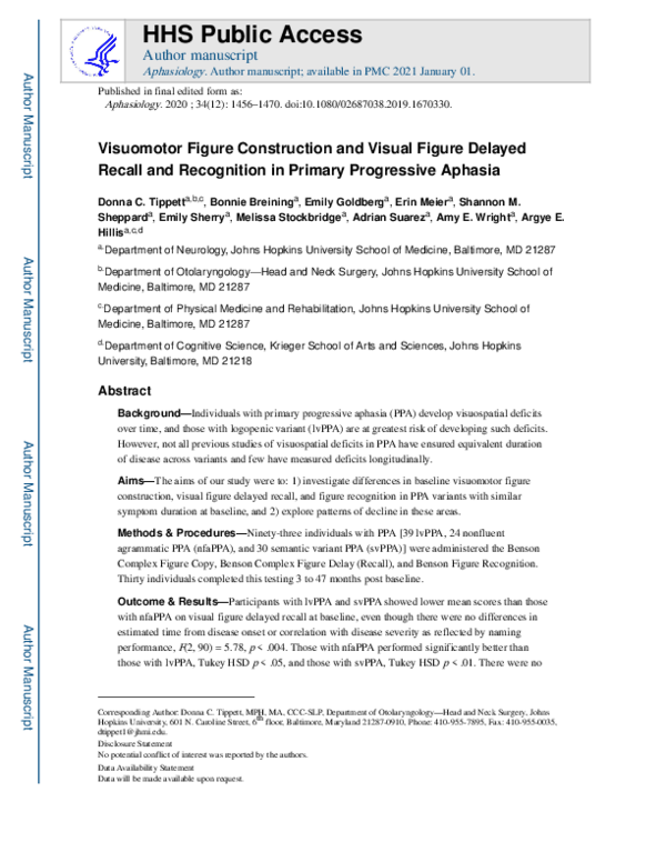 (PDF) Visuomotor figure construction and visual figure delayed recall ...