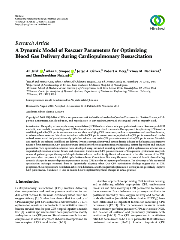 (PDF) A Dynamic Model of Rescuer Parameters for Optimizing Blood Gas ...