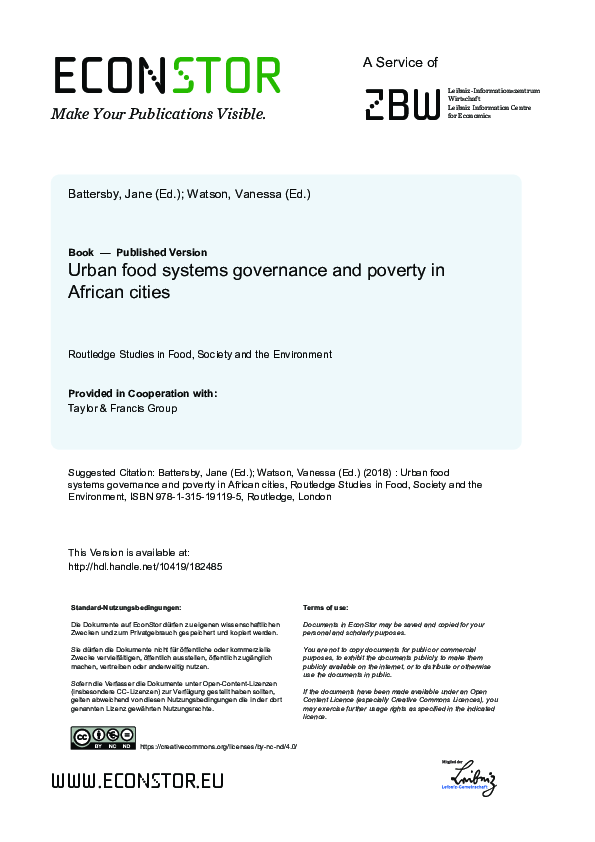 (PDF) Book review: Urban Food Systems Governance and Poverty in African ...