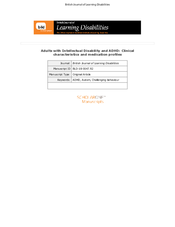 (PDF) Adults with intellectual disability and Attention Deficit ...