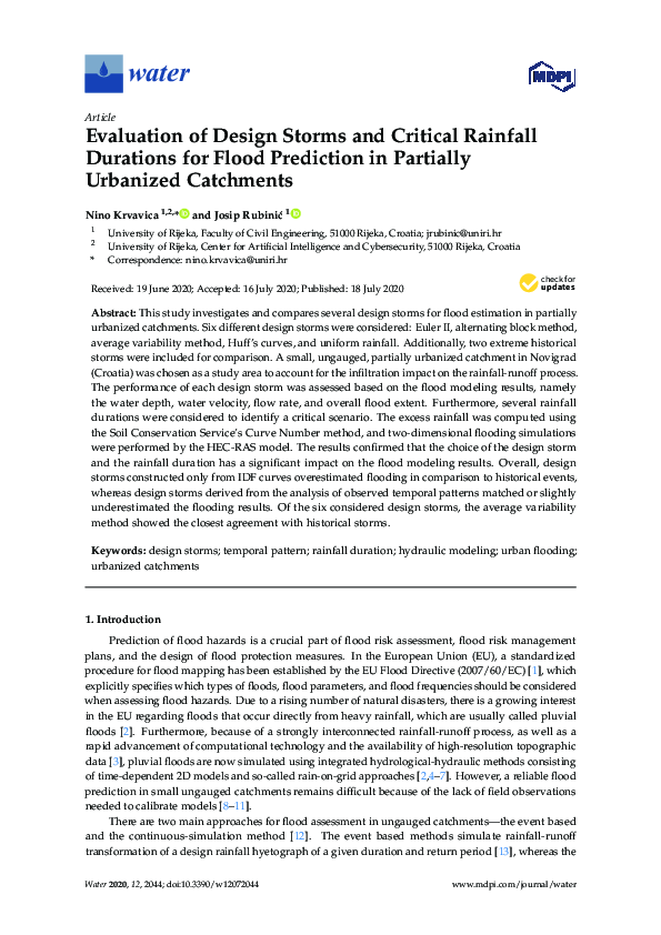 (PDF) Evaluation of Design Storms and Critical Rainfall Durations for ...