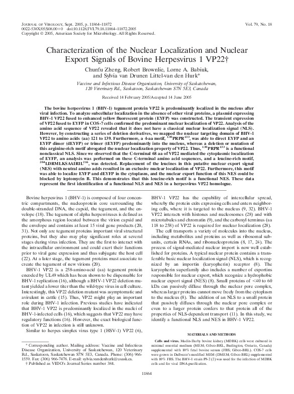 (PDF) Characterization of the Nuclear Localization and Nuclear Export ...
