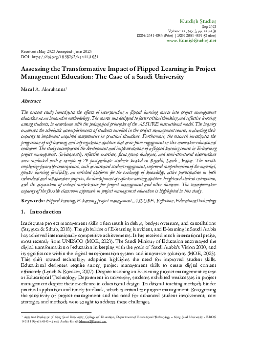 (PDF) Assessing the Transformative Impact of Flipped Learning in ...
