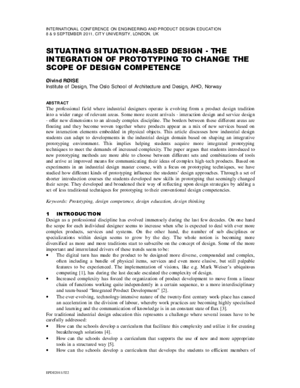 (PDF) Situating Situation-Based Design - the Integration of Prototyping ...