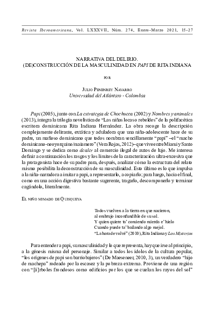 (PDF) Narrativa Del Delirio. (De)Construcción De La Masculinidad en ...