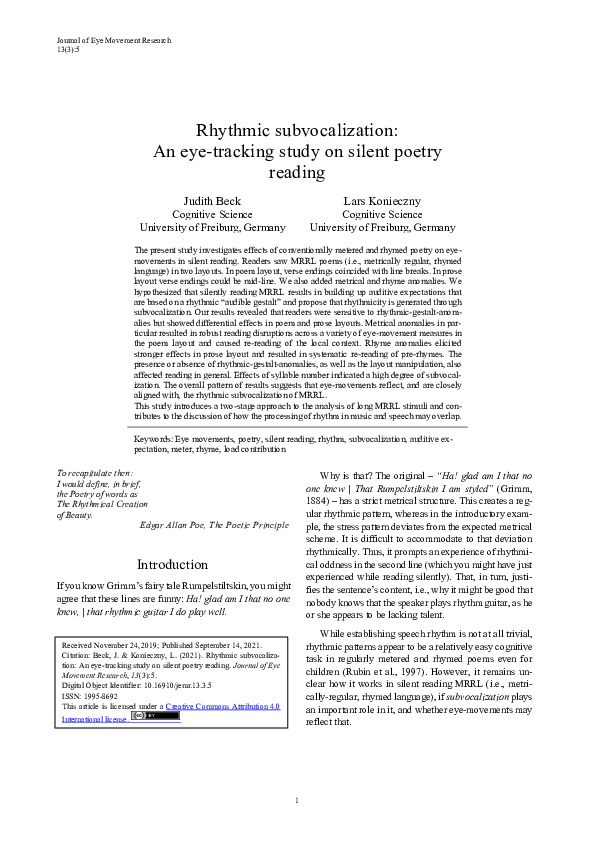 (PDF) Rhythmic subvocalization: An eye-tracking study on silent poetry ...
