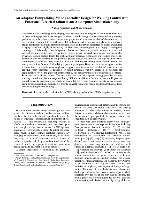 (PDF) An adaptive fuzzy sliding-mode controller design for walking ...