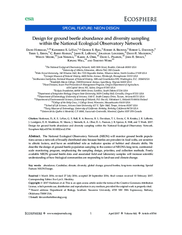 (PDF) Design for ground beetle abundance and diversity sampling within ...