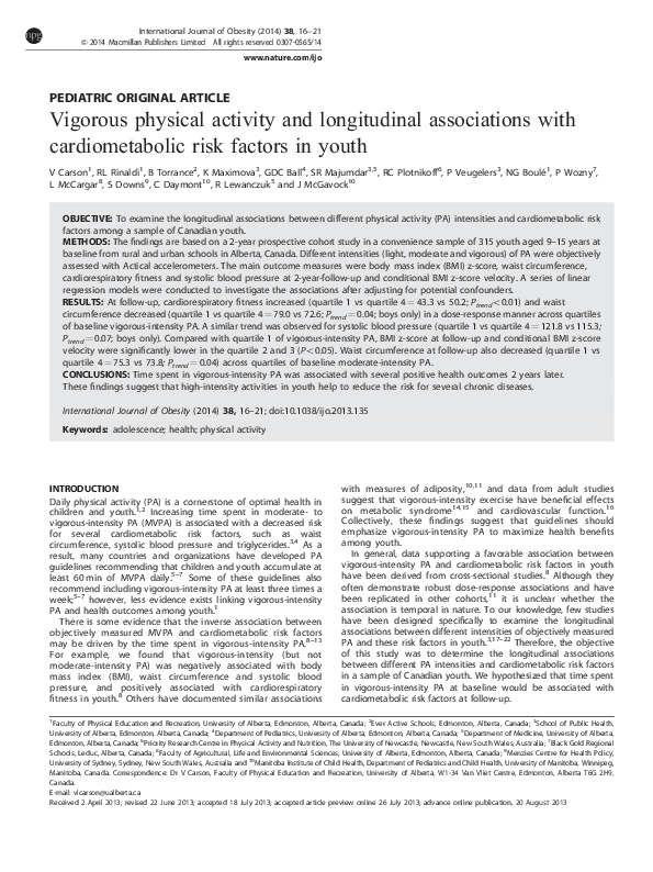 (PDF) Vigorous physical activity and longitudinal associations with ...