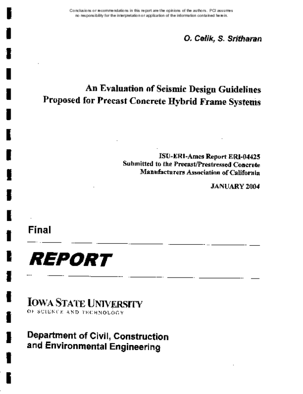 (PDF) An Evaluation of Seismic Design Guidelines Proposed for Precast ...