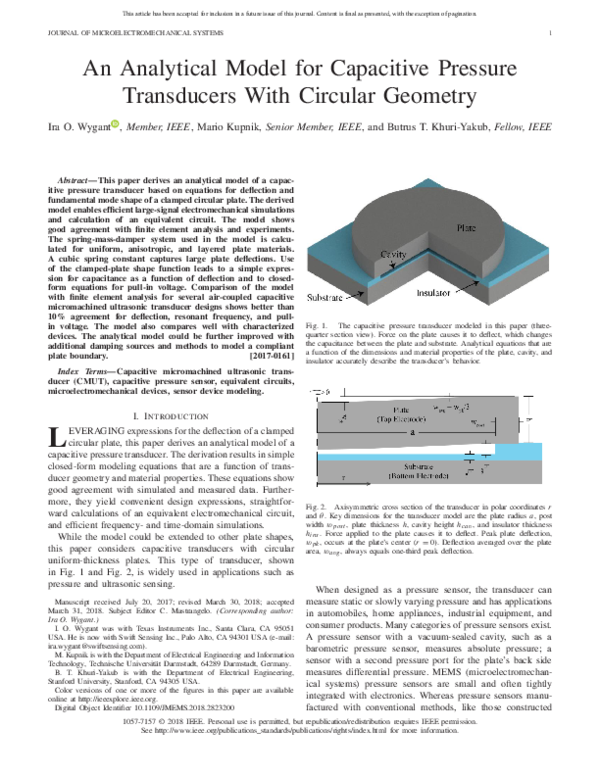 (PDF) An Analytical Model for Capacitive Pressure Transducers With ...