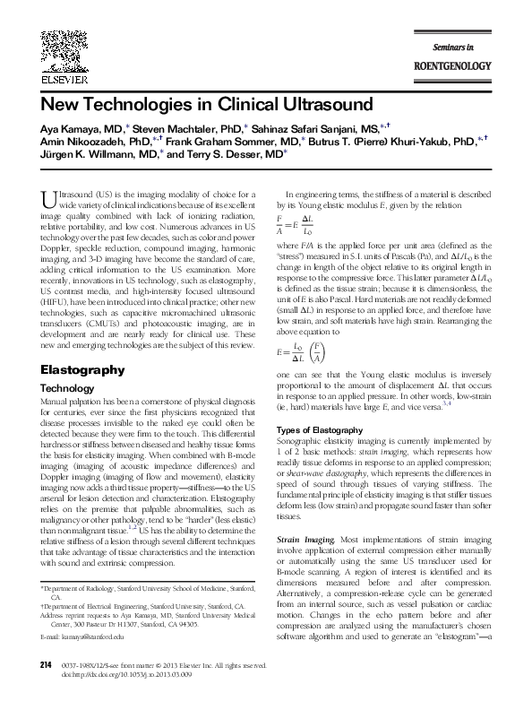 (PDF) New Technologies in Clinical Ultrasound
