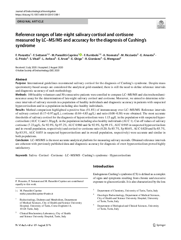 (PDF) Reference ranges of late-night salivary cortisol and cortisone ...