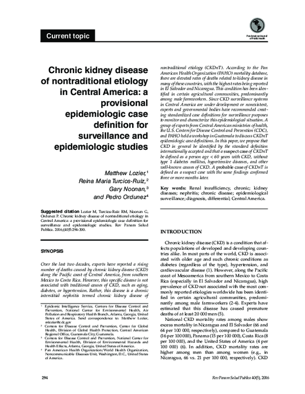 (PDF) Chronic kidney disease of nontraditional etiology in Central ...