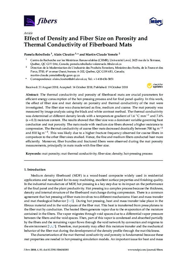 (PDF) Effect of Density and Fiber Size on Porosity and Thermal ...