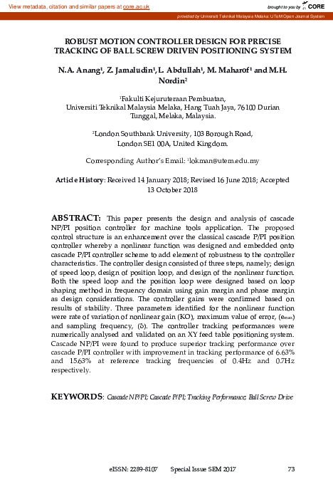 (PDF) Robust Motion Controller Design for Precise Tracking of Ball ...