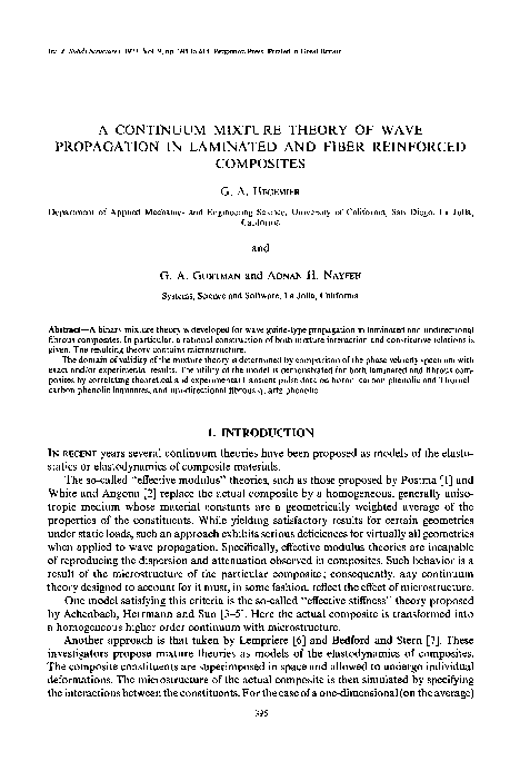 (PDF) A continuum mixture theory of wave propagation in laminated and ...