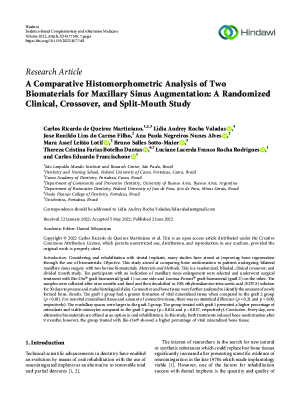 (PDF) A Comparative Histomorphometric Analysis of Two Biomaterials for ...