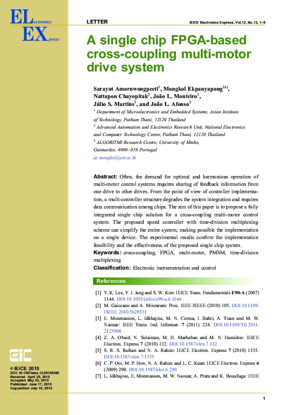 (PDF) A Single Chip FPGA-Based Cross-Coupling Multi-Motor Drive System