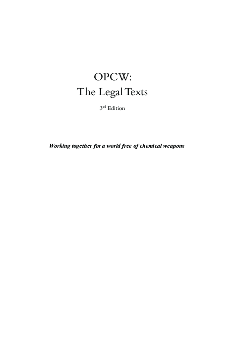 (PDF) OPCW: The Legal Texts